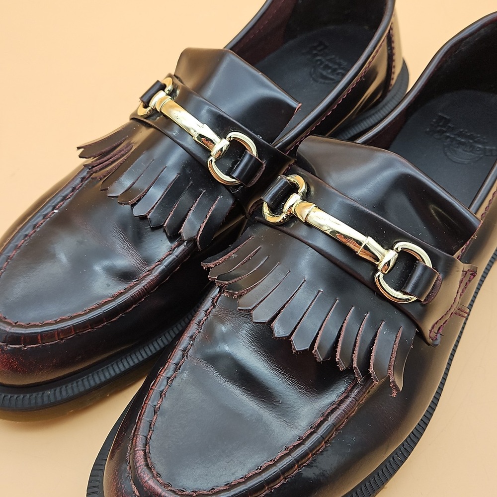 Dr Martens Adrian Snaffle Cherry Red Men's 10 Kiltie Leather Loafer Shoes Docs - Picture 9 of 9